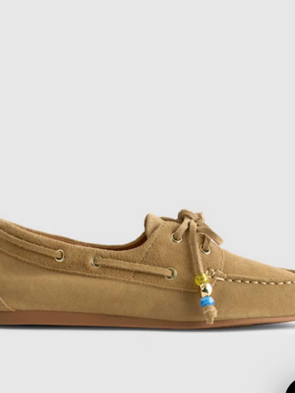 Madewell Tan Suede Moccasin Boat Shoes with Beaded Tassels - Picture 2 of 3